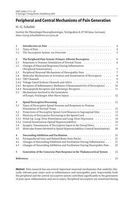 Peripheral and Central Mechanisms of Pain Generation 2006