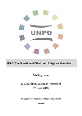 IRAQ: the Situation of Ethnic and Religious Minorities Briefing Paper