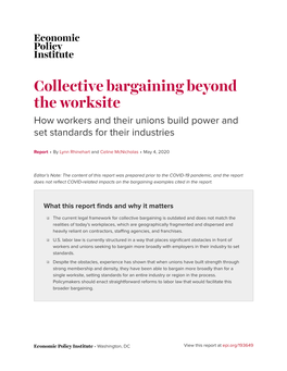 Collective Bargaining Beyond the Worksite: How Workers and Their Unions Build Power and Set Standards for Their Industries