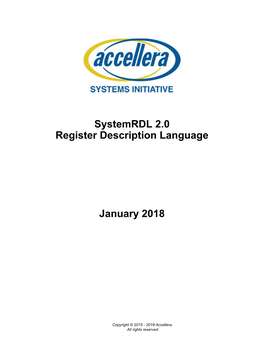 Systemrdl 2.0 Register Description Language January 2018