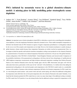 Pscs Initiated by Mountain Waves in a Global Chemistry-Climate Model: a Missing Piece in Fully Modelling Polar Stratospheric Ozone Depletion