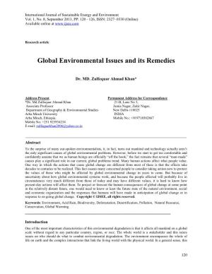 Global Environmental Issues and Its Remedies