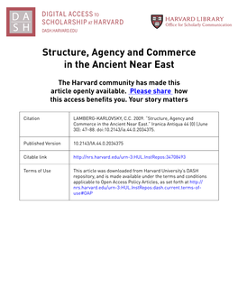 Structure, Agency and Commerce in the Ancient Near East