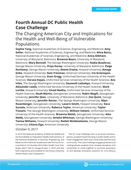 Fourth Annual DC Public Health Case Challenge the Changing American