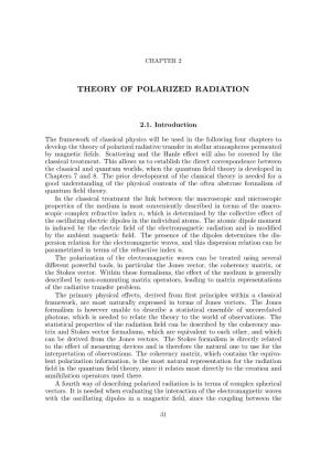 Theory of Polarized Radiation