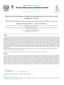 Biodiversity, Distribution, Ecology and Management of Non-Native Weeds