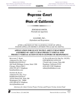 Supreme Court of the State of California  -(5(0,$+60,7+ Plaintiff and Appellant, Y /2$10(,1& Defendant and Respondent