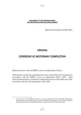 Croatia Corridor Vc Motorway Completion