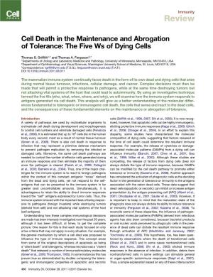 Cell Death in the Maintenance and Abrogation of Tolerance: the Five Ws of Dying Cells