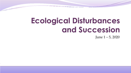 Ecological Disturbances and Succession