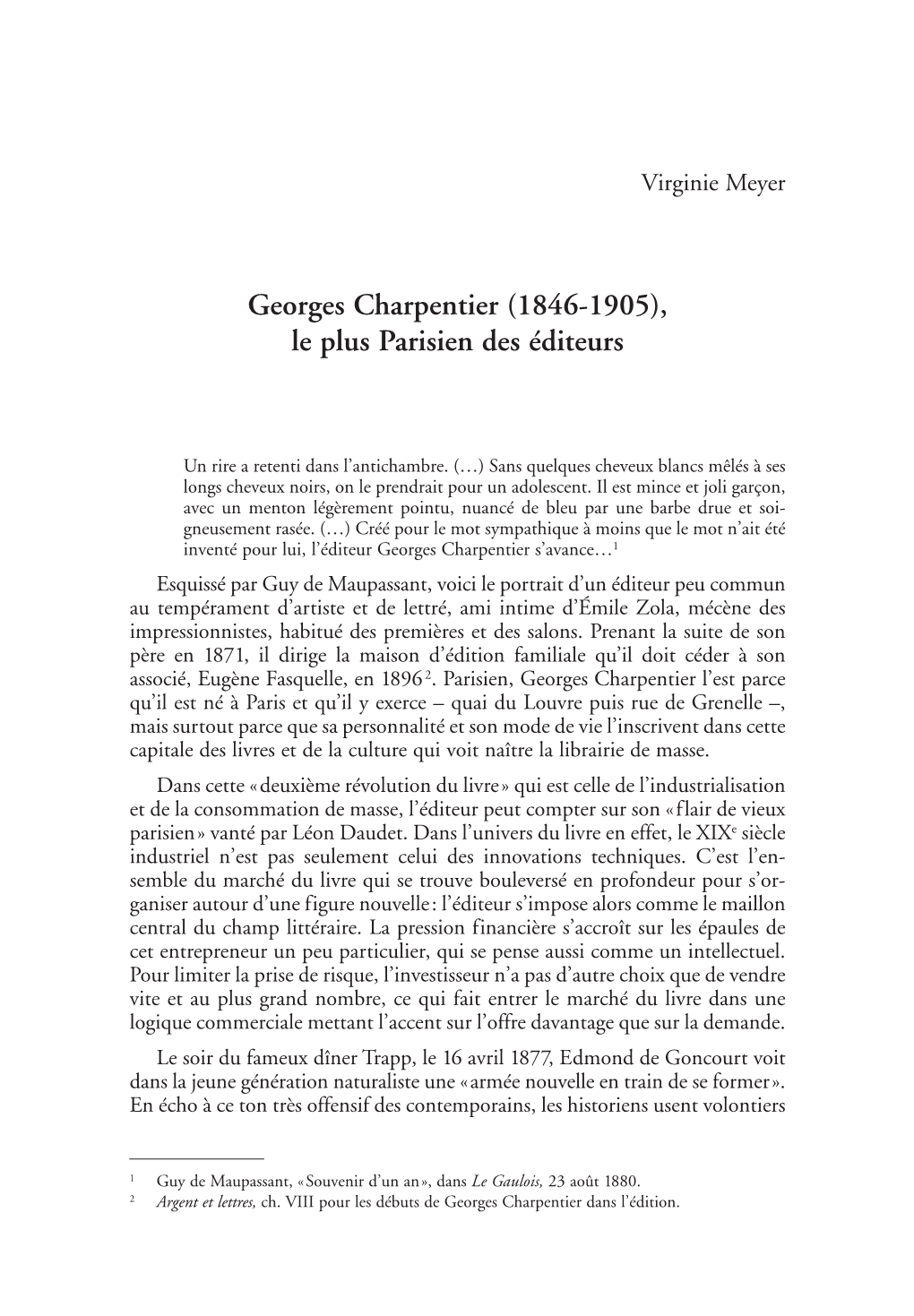 Georges Charpentier (1846-1905), Le Plus Parisien Des Éditeurs