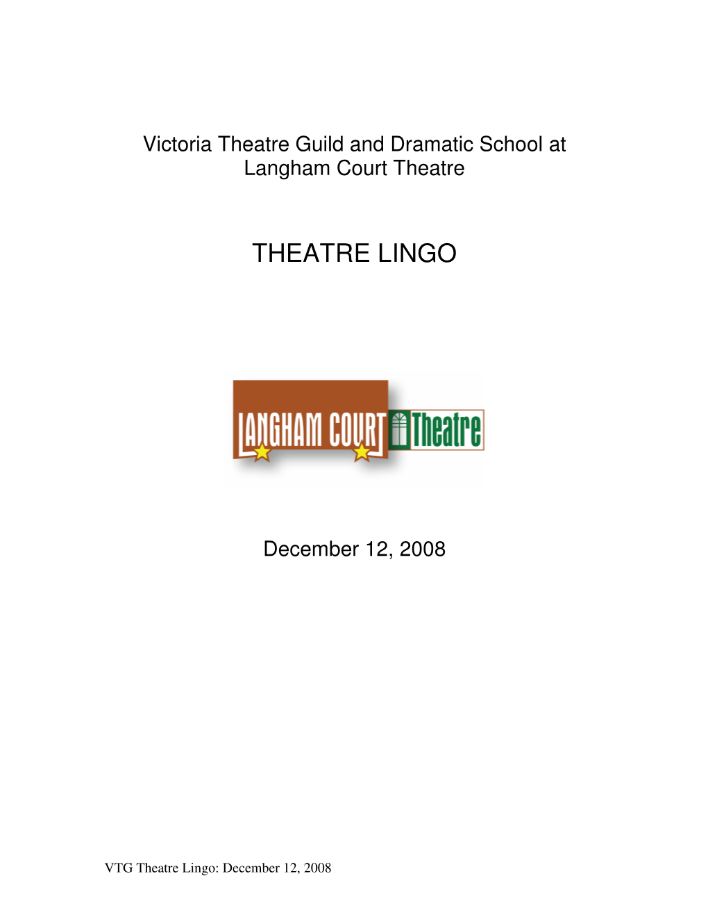 Theatre Lingo