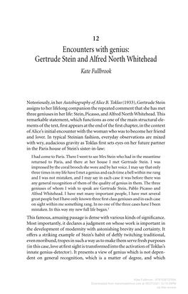 Gertrude Stein and Alfred North Whitehead Kate Fullbrook