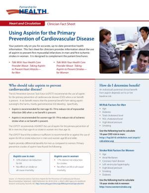 Using Aspirin for the Primary Prevention of Cardiovascular Disease