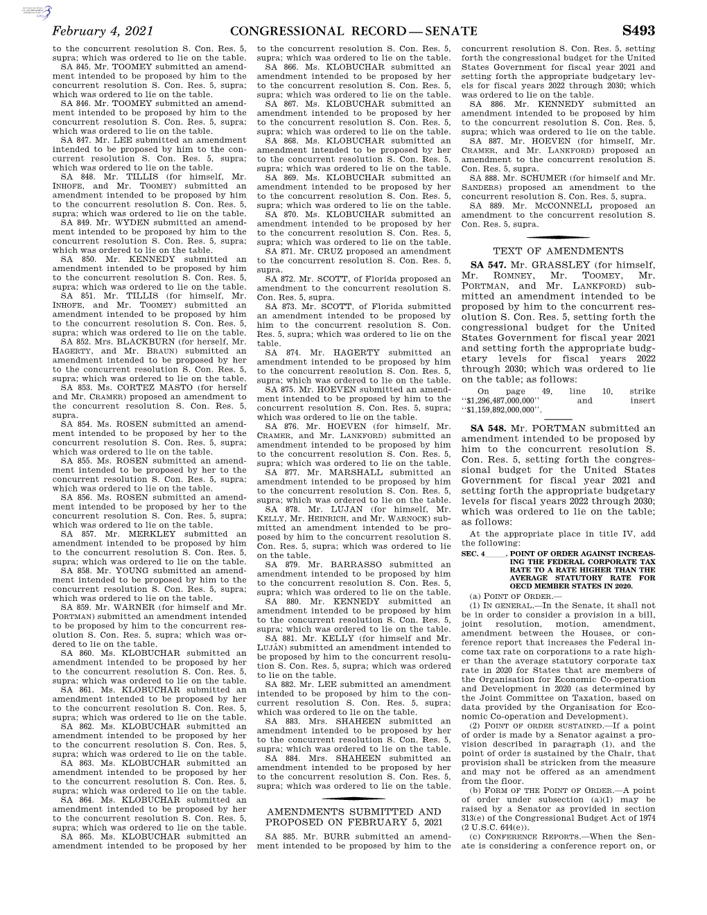 Congressional Record—Senate S493