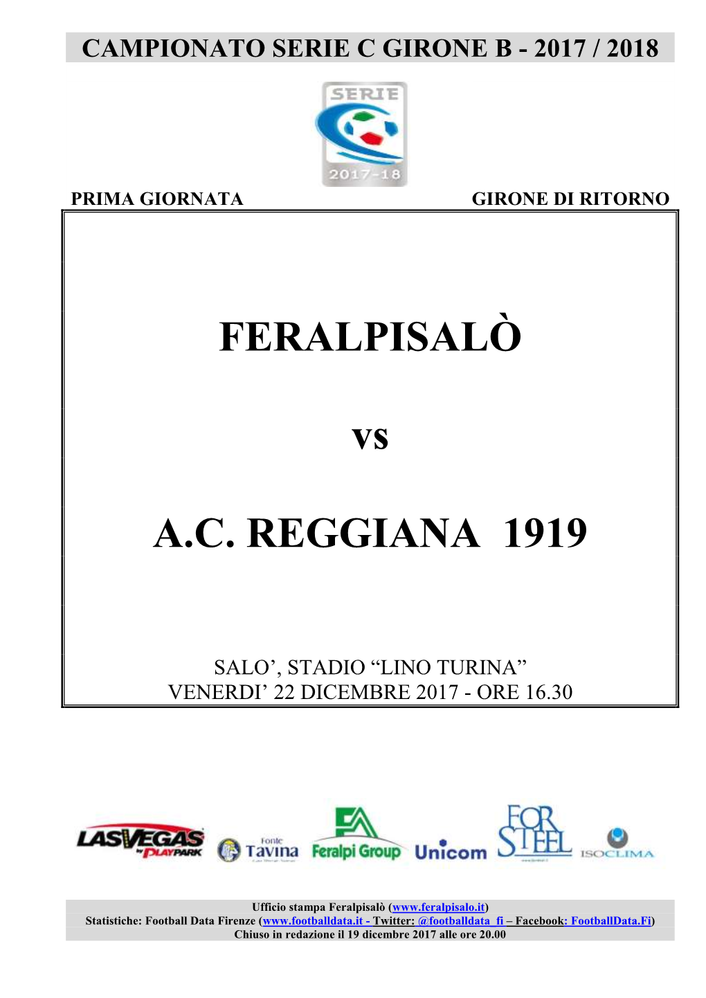 FERALPISALÒ Vs A.C. REGGIANA 1919
