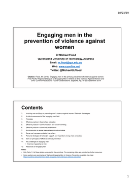 Engaging Men in the Prevention of Violence Against Women