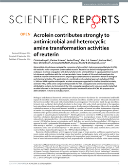 Acrolein Contributes Strongly to Antimicrobial and Heterocyclic Amine Transformation Activities of Reuterin