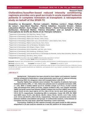 Clofarabine/Busulfan-Based Reduced Intensity