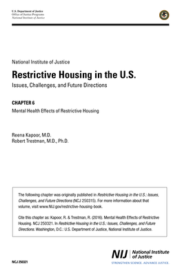 Restrictive Housing in the US