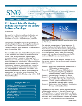 22Nd Annual Scientific Meeting and Education Day of the Society for Neuro-Oncology