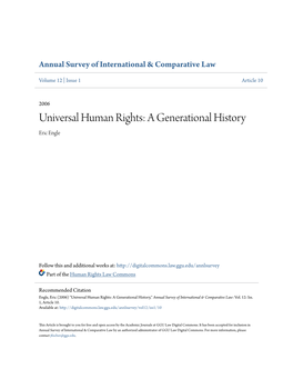 Universal Human Rights: a Generational History Eric Engle