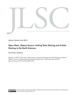 Access: Linking Data Sharing and Article Sharing in the Earth Sciences