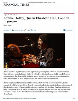 Lonnie Holley, Queen Elizabeth Hall, London — Review - FT.Com