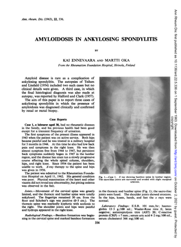 Amyloidosis in Ankylosing Spondylitis