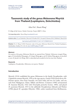 Taxonomic Study of the Genus Meleonoma Meyrick from Thailand