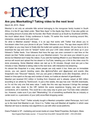 Are You Meerkatting? Taking Video to the Next Level