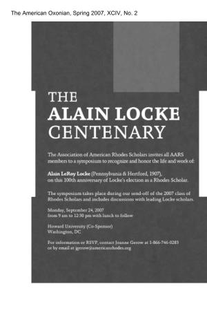 Alain Locke at Oxford: Race and the Rhodes Scholarships