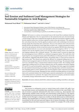 Soil Erosion and Sediment Load Management Strategies for Sustainable Irrigation in Arid Regions