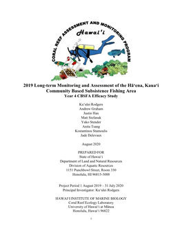 2019 Long-Term Monitoring and Assessment of the Hā'ena, Kaua'i