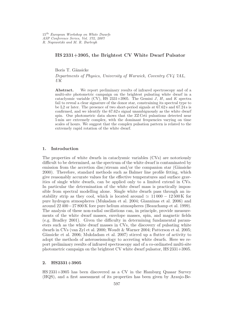 HS 2331+3905, the Brightest CV White Dwarf Pulsator