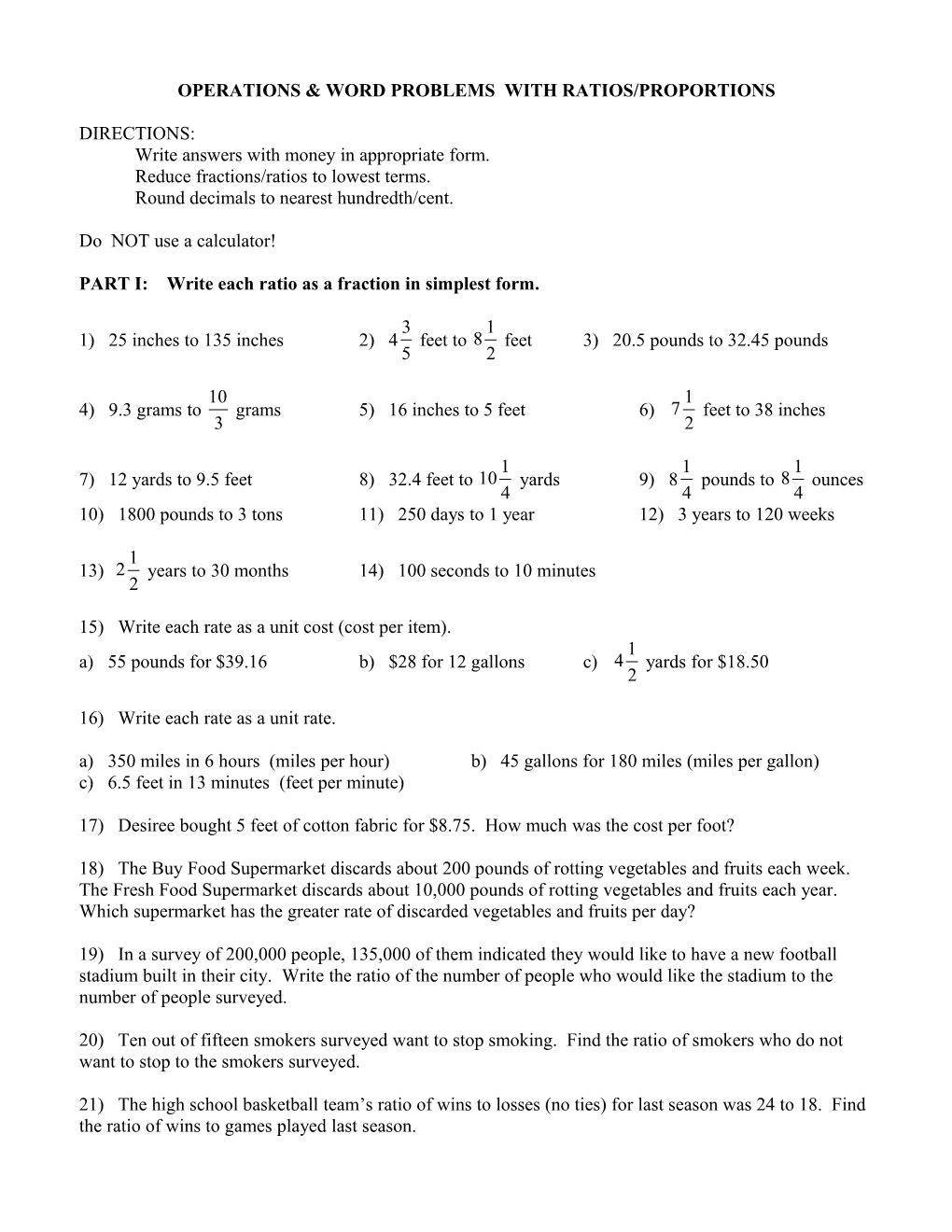 Applications Using Whole Numbers