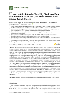 Dynamics of the Estuarine Turbidity Maximum Zone from Landsat-8 Data: the Case of the Maroni River Estuary, French Guiana