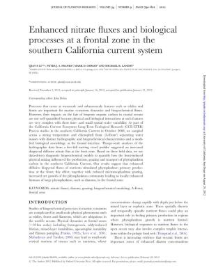 Enhanced Nitrate Fluxes and Biological Processes at a Frontal Zone in The