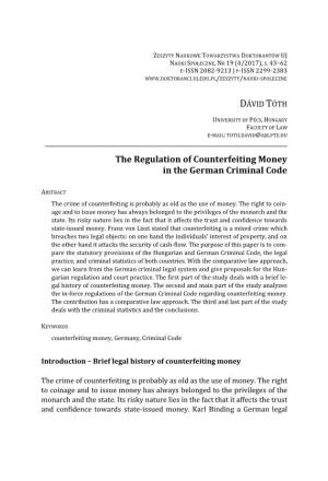The Regulation of Counterfeiting Money in the German Criminal Code