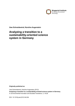 Analyzing a Transition to a Sustainability-Oriented Science System in Germany