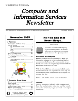 Computer and Information Services Newsletter