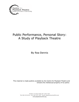 Public Performance, Personal Story: a Study of Playback Theatre