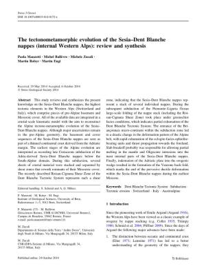 The Tectonometamorphic Evolution of the Sesia–Dent Blanche Nappes (Internal Western Alps): Review and Synthesis