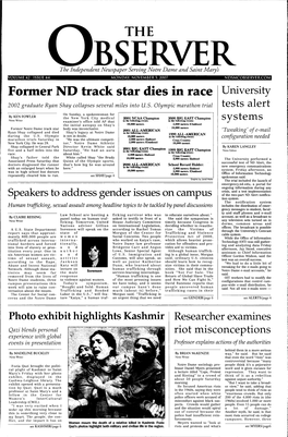 Fonner ND Track Star Dies in Race University 2002 Graduate Ryan Shay Collapses Several Miles Into U.S