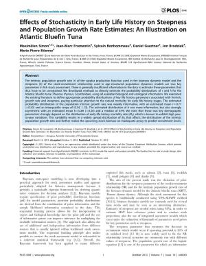 Effects of Stochasticity in Early Life History on Steepness and Population Growth Rate Estimates: an Illustration on Atlantic Bluefin Tuna
