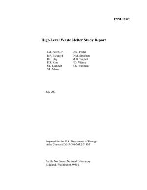 High-Level Waste Melter Study Report