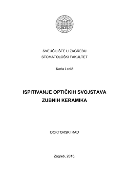 Karla Ledic,Disertacija