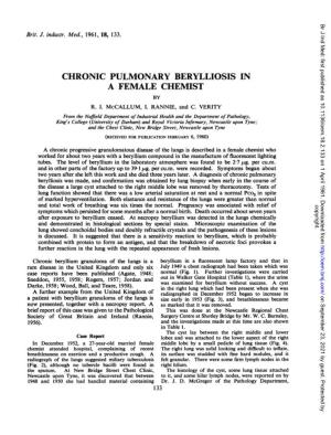 Chronic Pulmonary Berylliosis in a Female Chemist by R