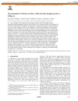 The Formation of Tharsis on Mars: What the Line-Of-Sight Gravity Is Telling Us Jean-Pierre Williams,1 Francis Nimmo,2 William B