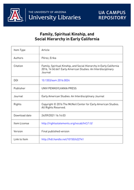 Family, Spiritual Kinship, and Social Hierarchy in Early California